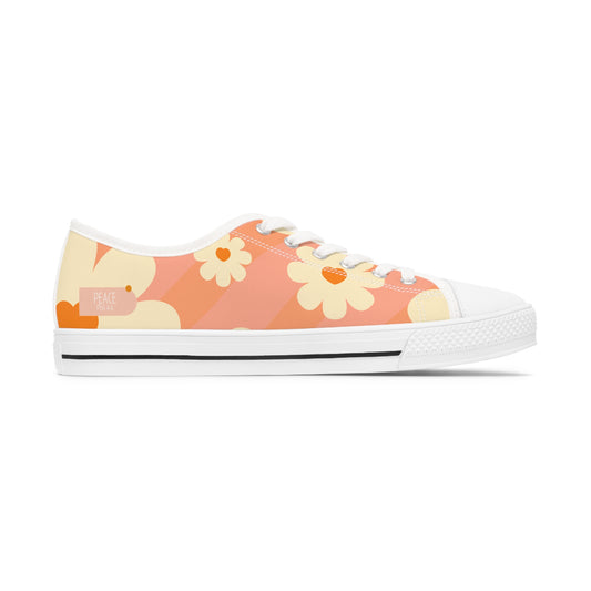 Peace (Phil 4:6) Women's Low Top Sneakers- (hippie daisies)