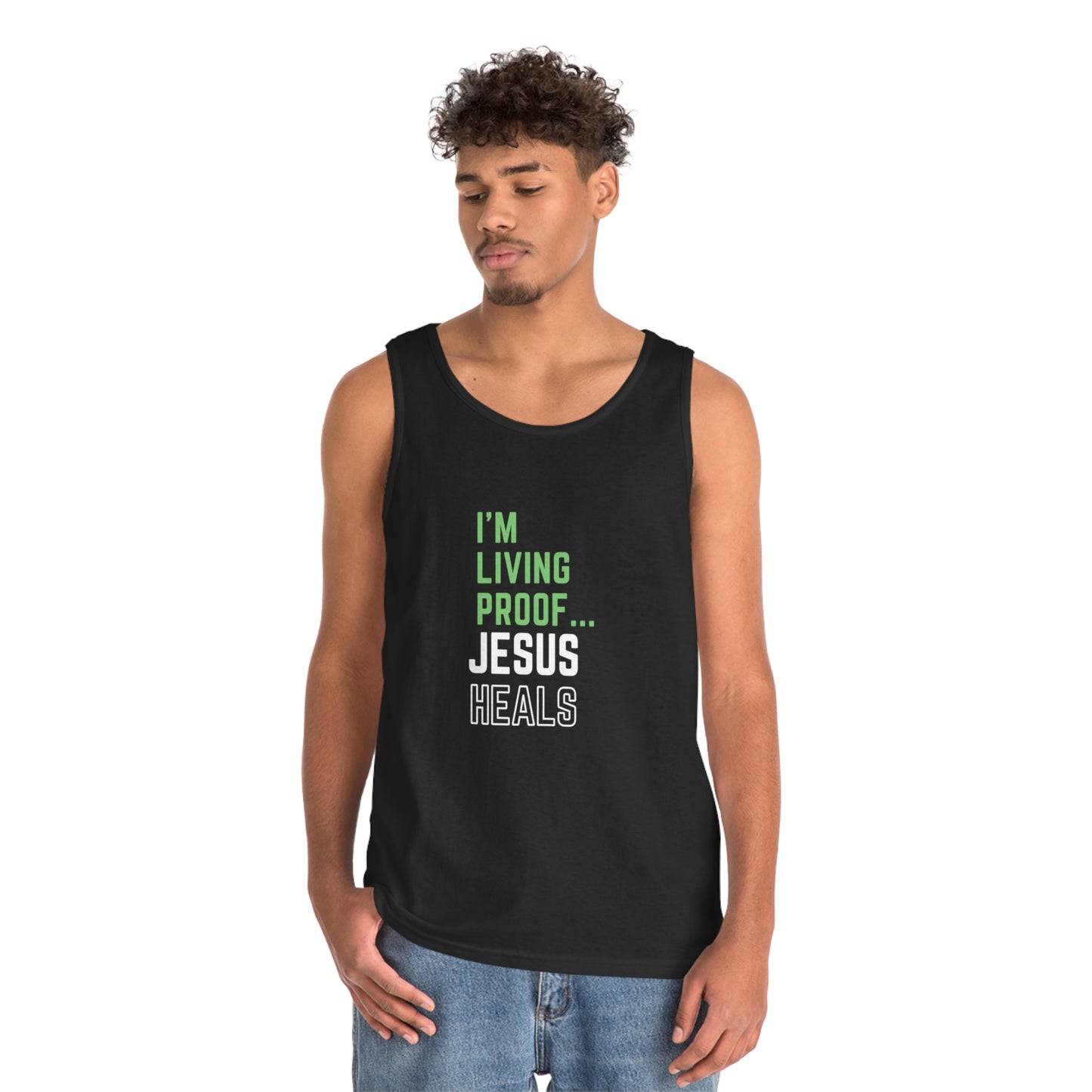 I'm living proof...Jesus Heals- Men's Tank Top