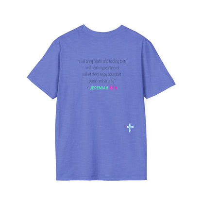 I am living proof...Jesus Heals- Women's Softstyle T-Shirt (electric)