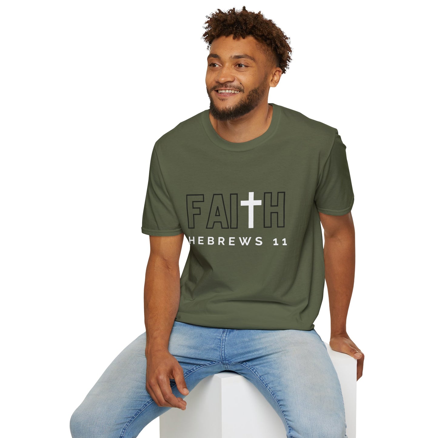 FAITH/HEBREWS 11- Unisex Softstyle T-Shirt (black & white)