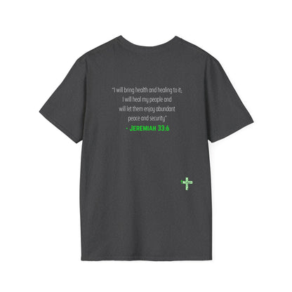 I'm living proof...Jesus Heals- Unisex Softstyle T-Shirt (neon)