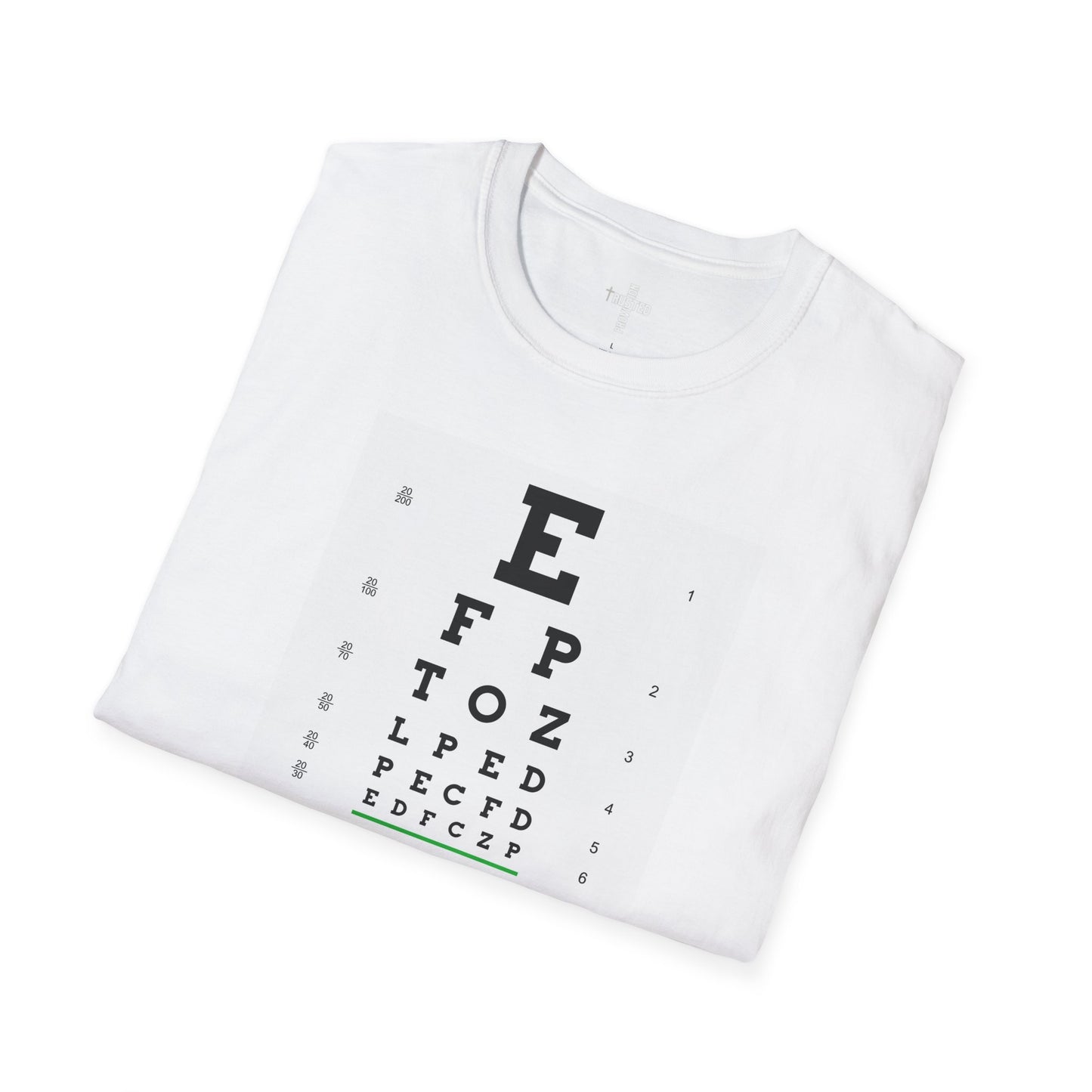 I will walk by FAITH- Unisex Softstyle T-Shirt (eye chart)