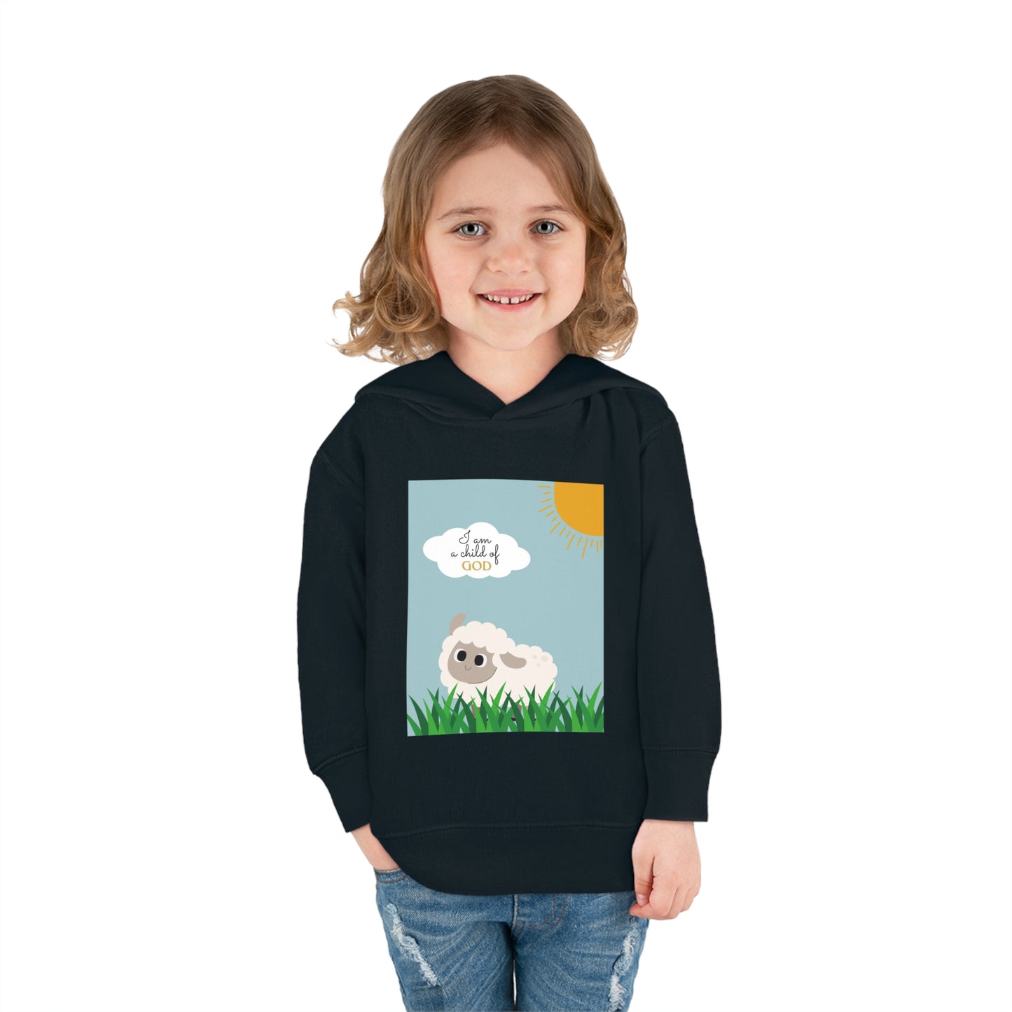 I am a child of God- Toddler Pullover Fleece Hoodie (adorable sheep)