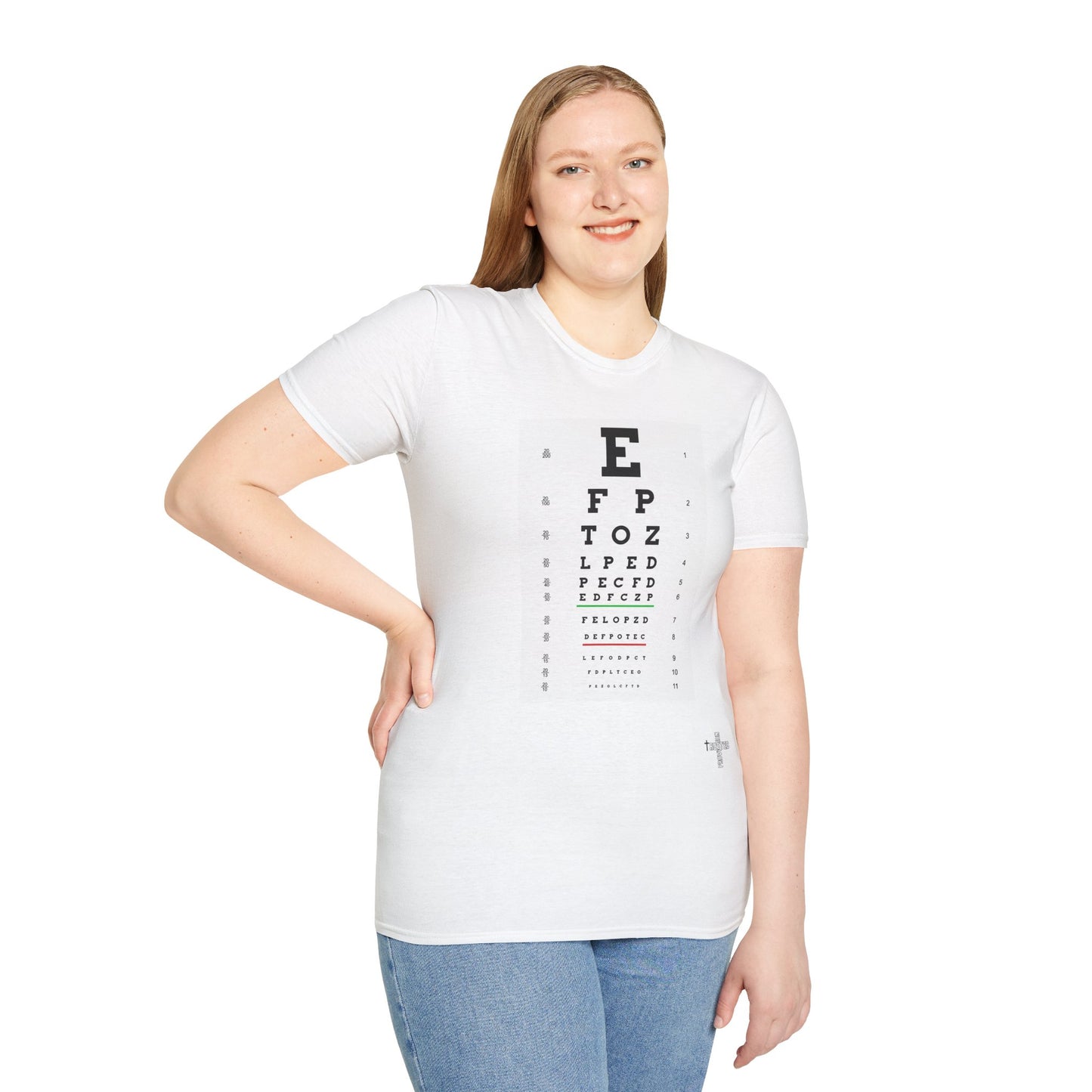 I will walk by FAITH- Unisex Softstyle T-Shirt (eye chart)