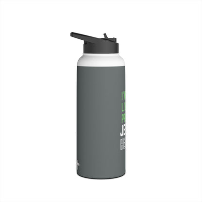 I'm living proof...Jesus Heals-  32 oz Stainless Steel Bottle (dark grey)