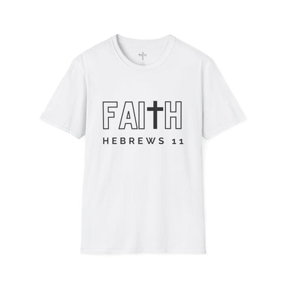 FAITH/HEBREWS 11- Unisex Softstyle T-Shirt (black & white)