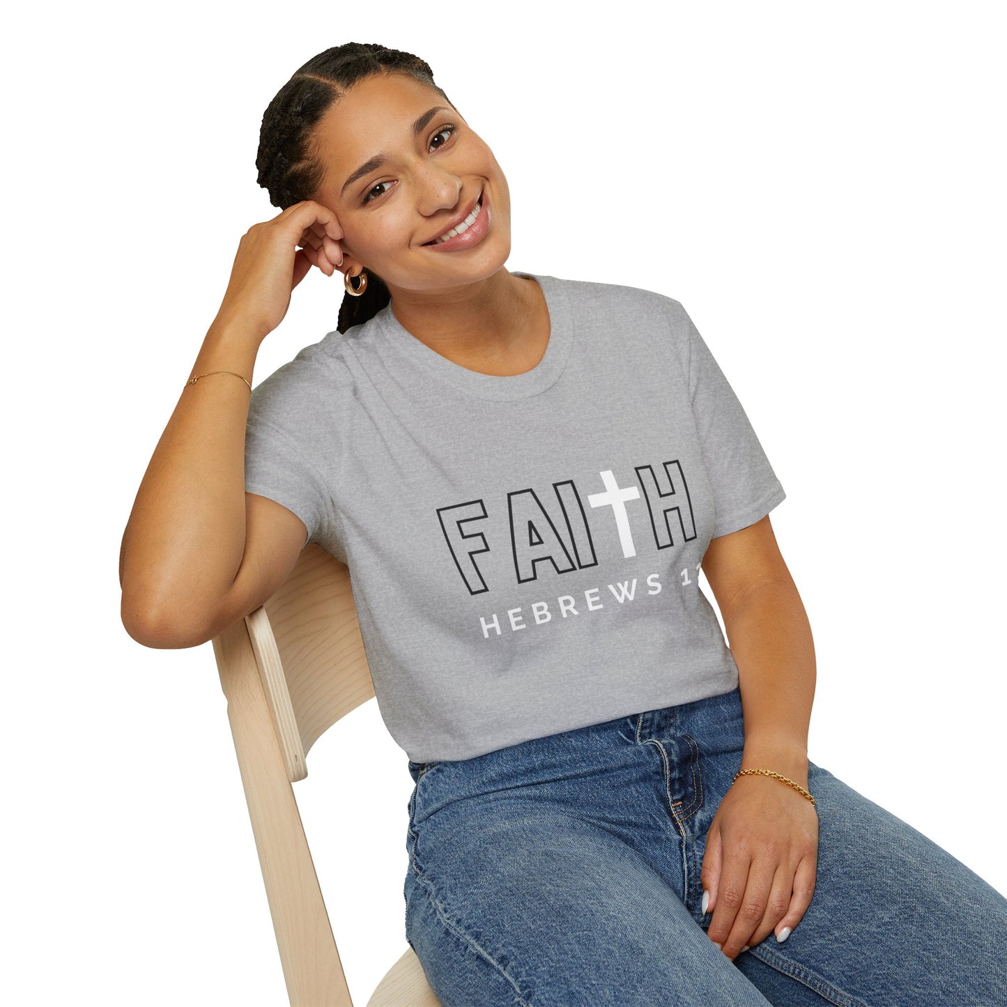 FAITH/HEBREWS 11- Unisex Softstyle T-Shirt (black & white)