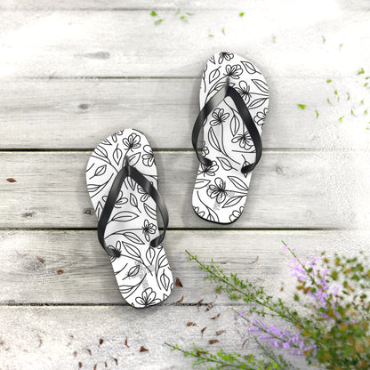 Trusted Provision- Flip Flops (black flowers)
