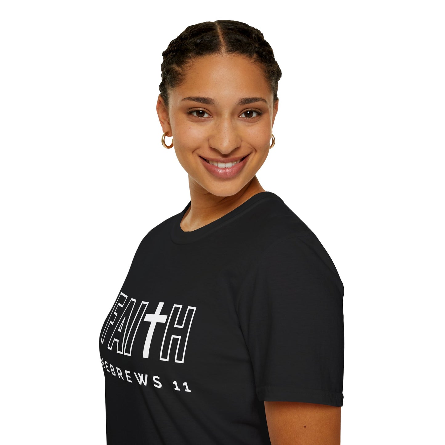 FAITH/HEBREWS 11- Unisex Softstyle T-Shirt (black & white)