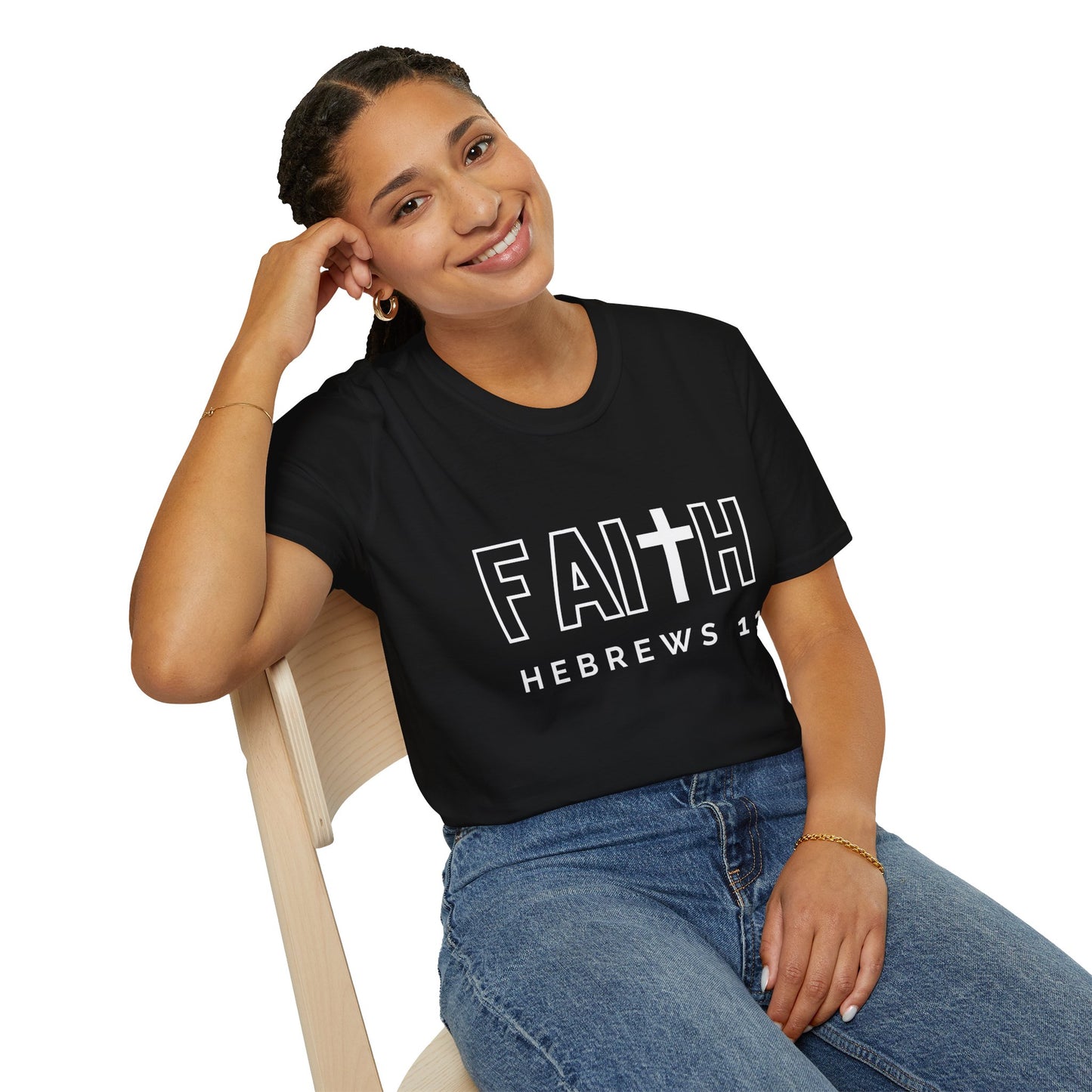 FAITH/HEBREWS 11- Unisex Softstyle T-Shirt (black & white)