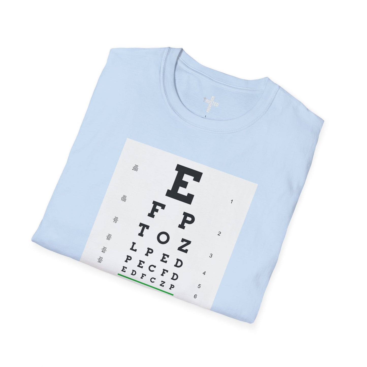 I will walk by FAITH- Unisex Softstyle T-Shirt (eye chart)