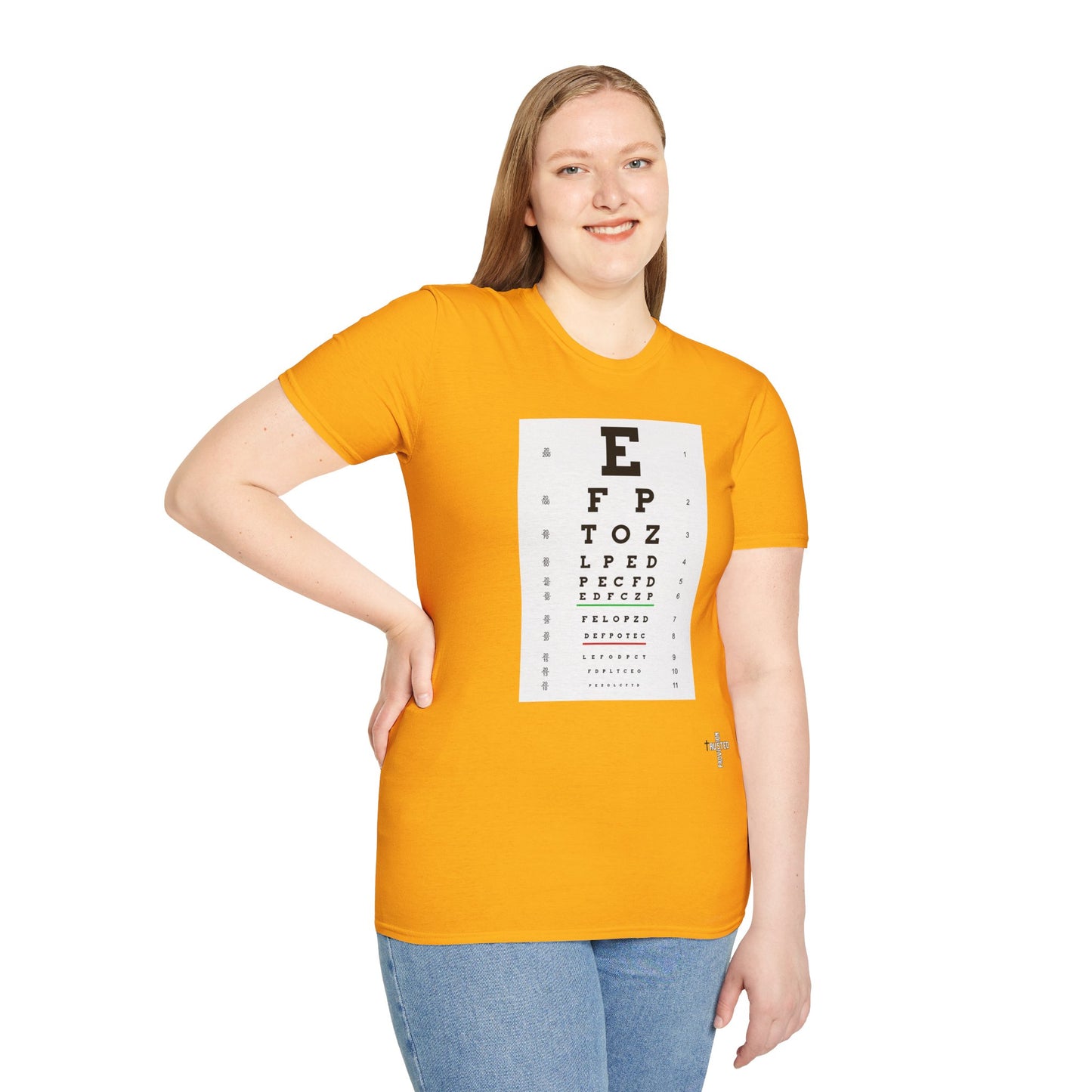 I will walk by FAITH- Unisex Softstyle T-Shirt (eye chart)