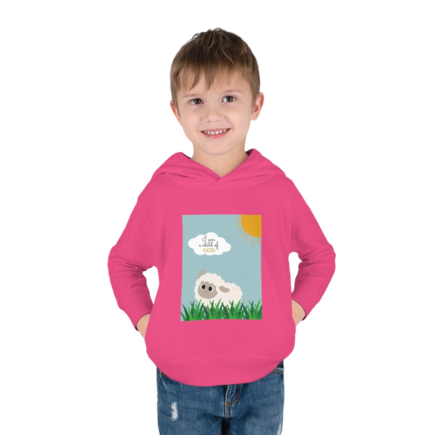 I am a child of God- Toddler Pullover Fleece Hoodie (adorable sheep)