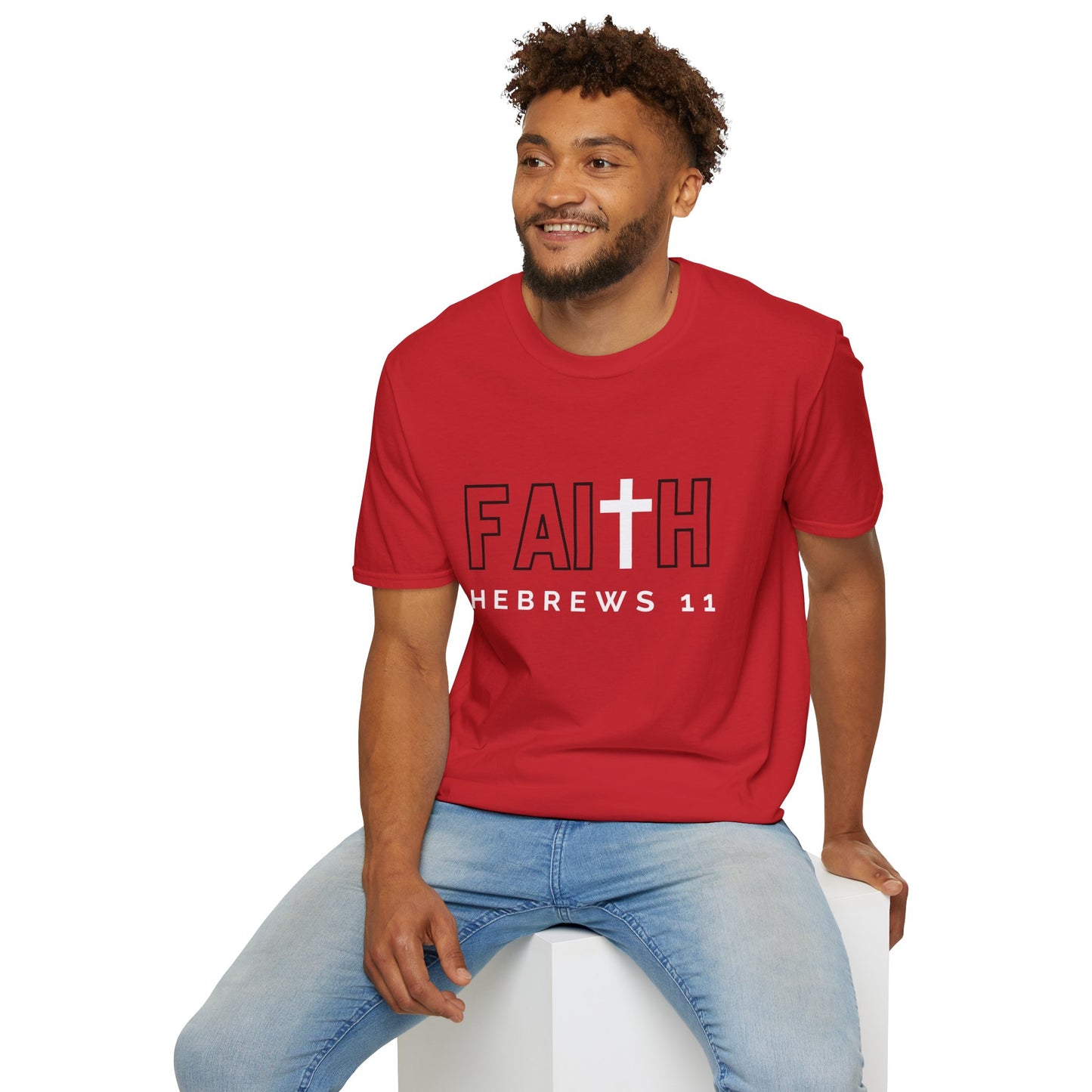 FAITH/HEBREWS 11- Unisex Softstyle T-Shirt (black & white)