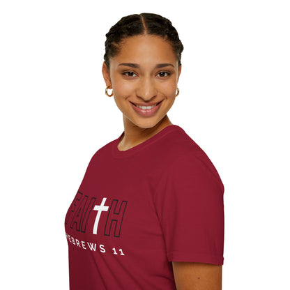 FAITH/HEBREWS 11- Unisex Softstyle T-Shirt (black & white)