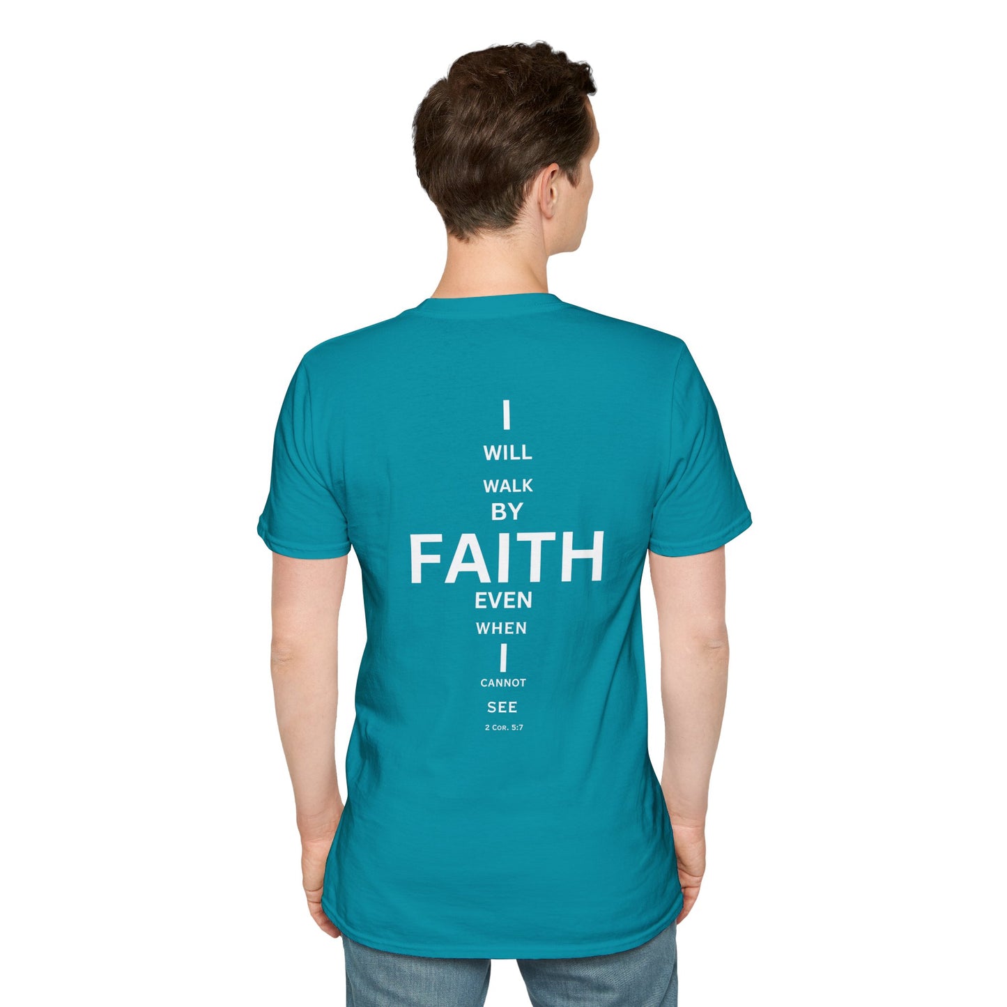 I will walk by FAITH- Unisex Softstyle T-Shirt (eye chart)