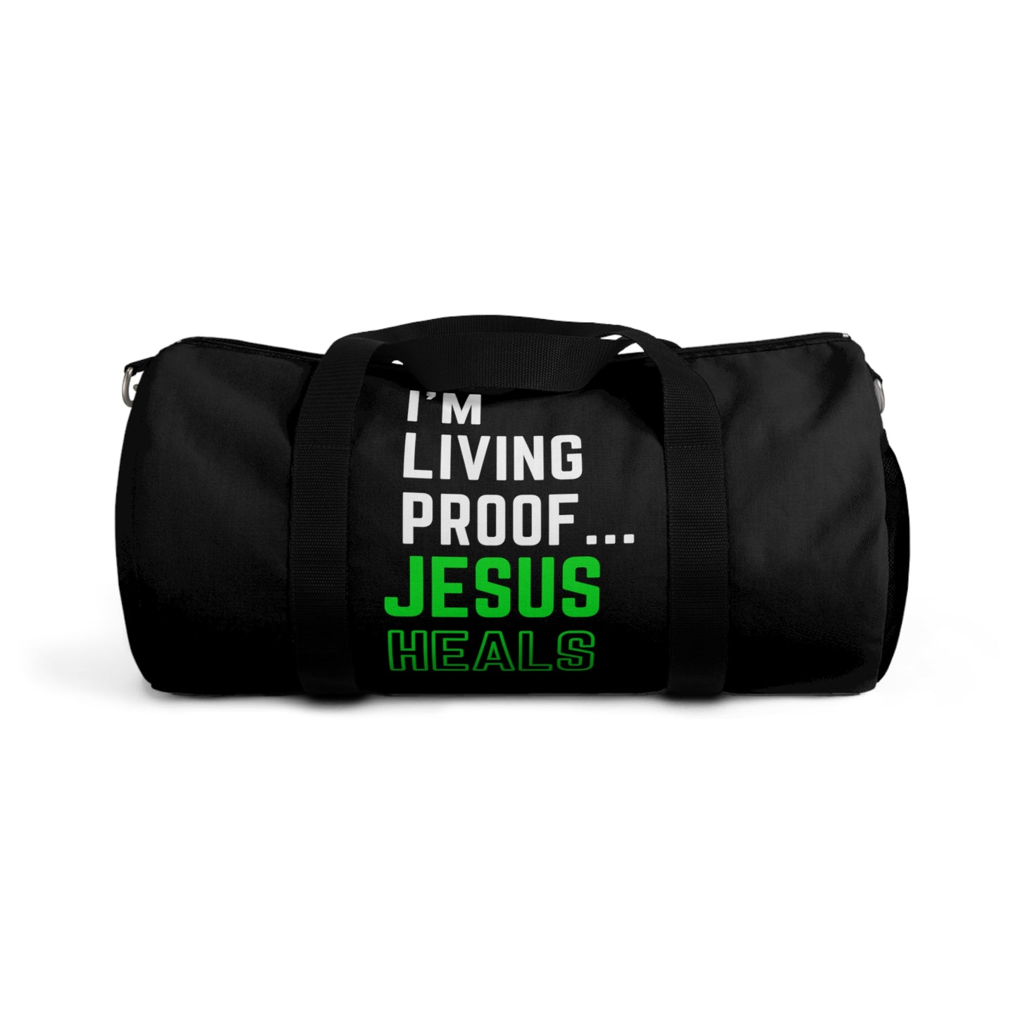 I'm living proof...Jesus Heals - Duffel Bag (black/neon)