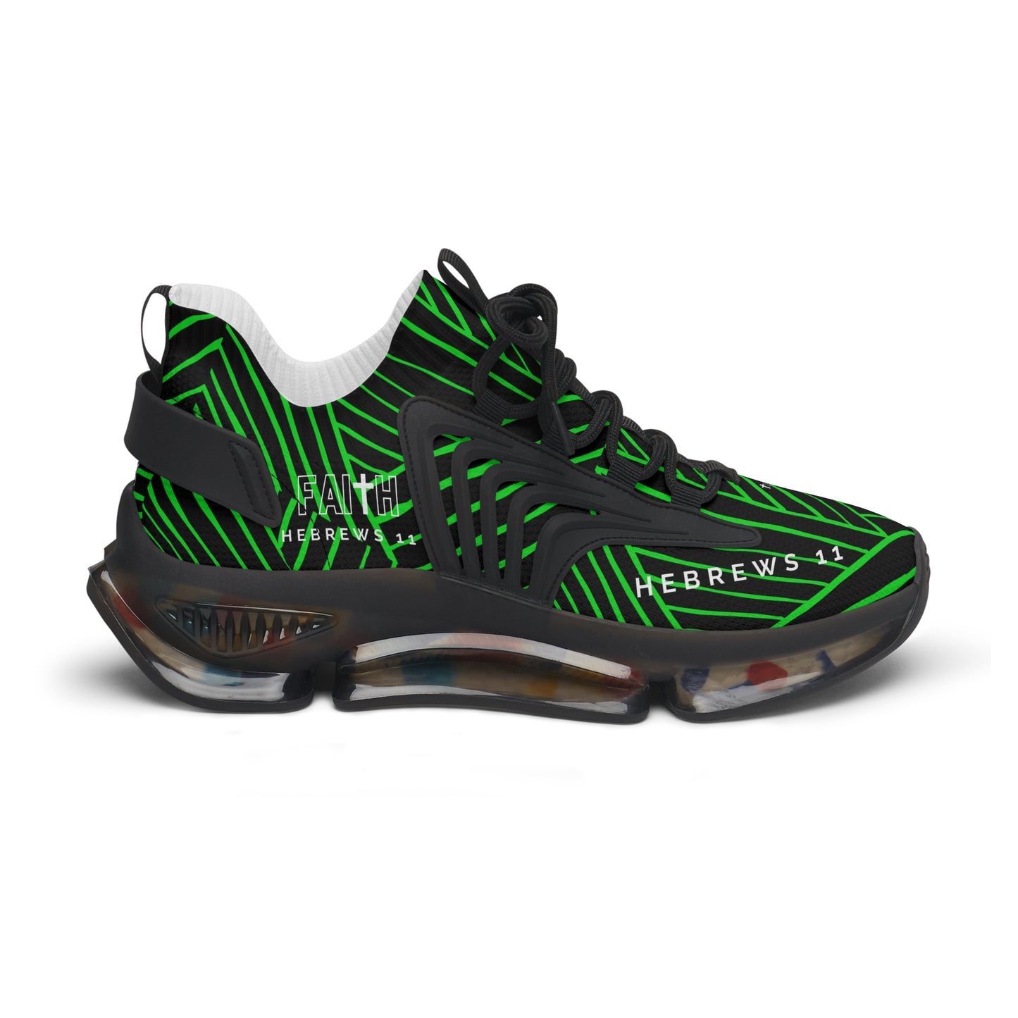 FAITH/Hebrews 11- Women's Sneakers (green lines)