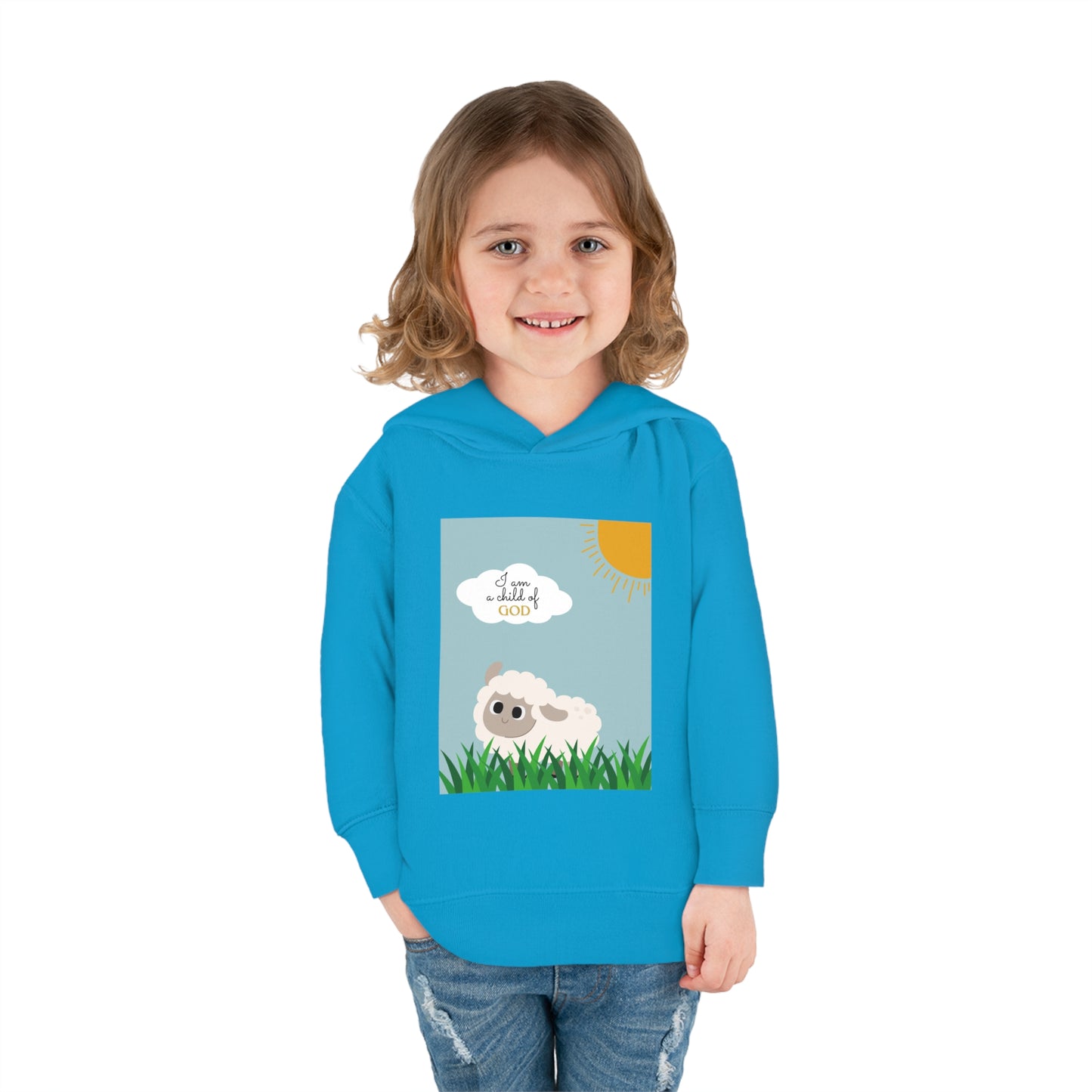 I am a child of God- Toddler Pullover Fleece Hoodie (adorable sheep)