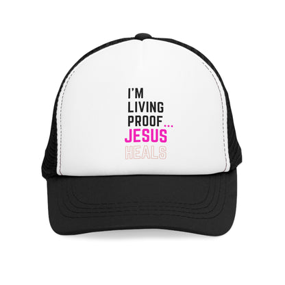 I am living proof...Jesus Heals- Mesh Cap