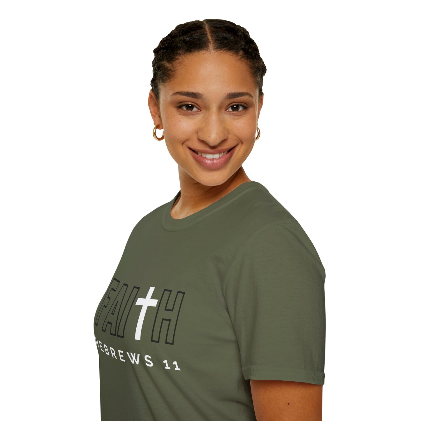 FAITH/HEBREWS 11- Unisex Softstyle T-Shirt (black & white)