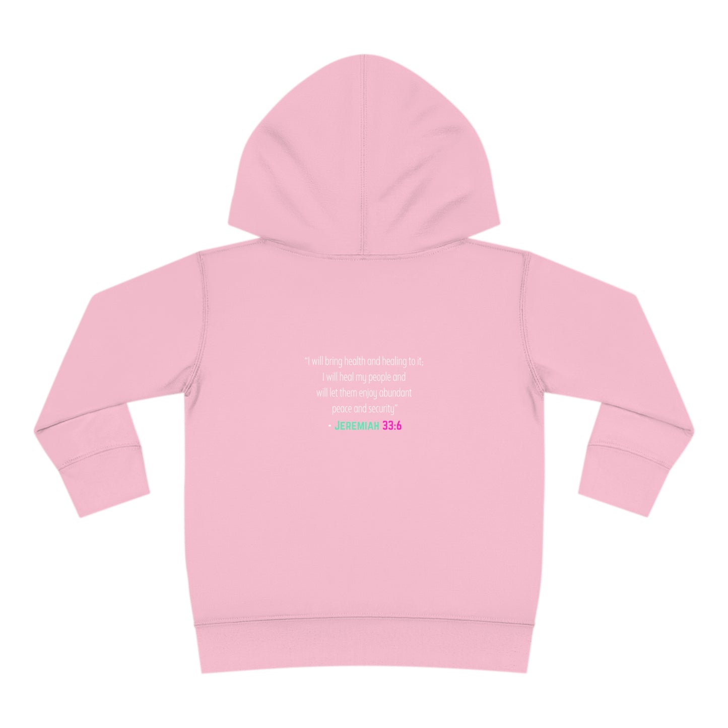 I'm living proof...Jesus Heals- Toddler Pullover Hoodie (pink & blue letters)