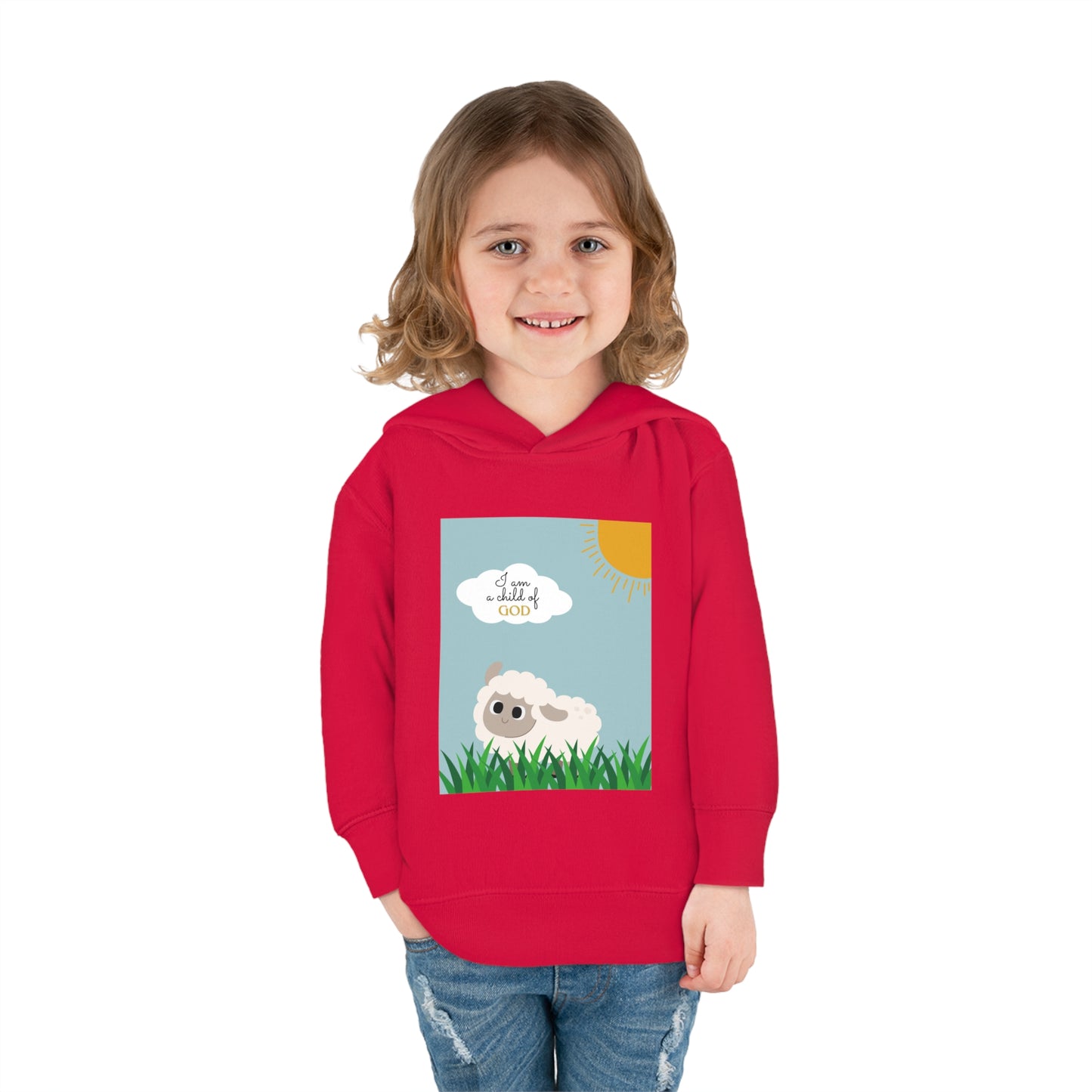 I am a child of God- Toddler Pullover Fleece Hoodie (adorable sheep)