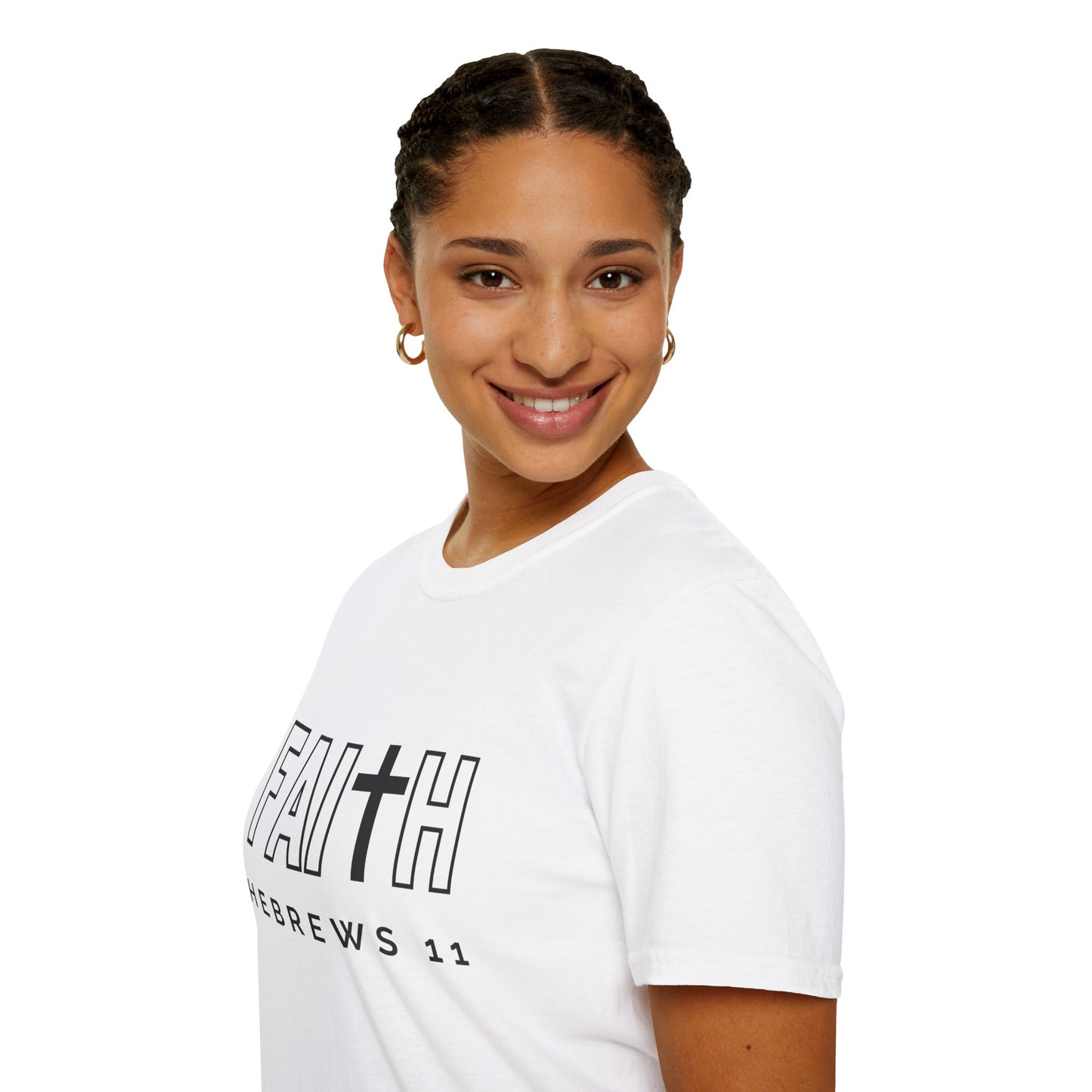 FAITH/HEBREWS 11- Unisex Softstyle T-Shirt (black & white)