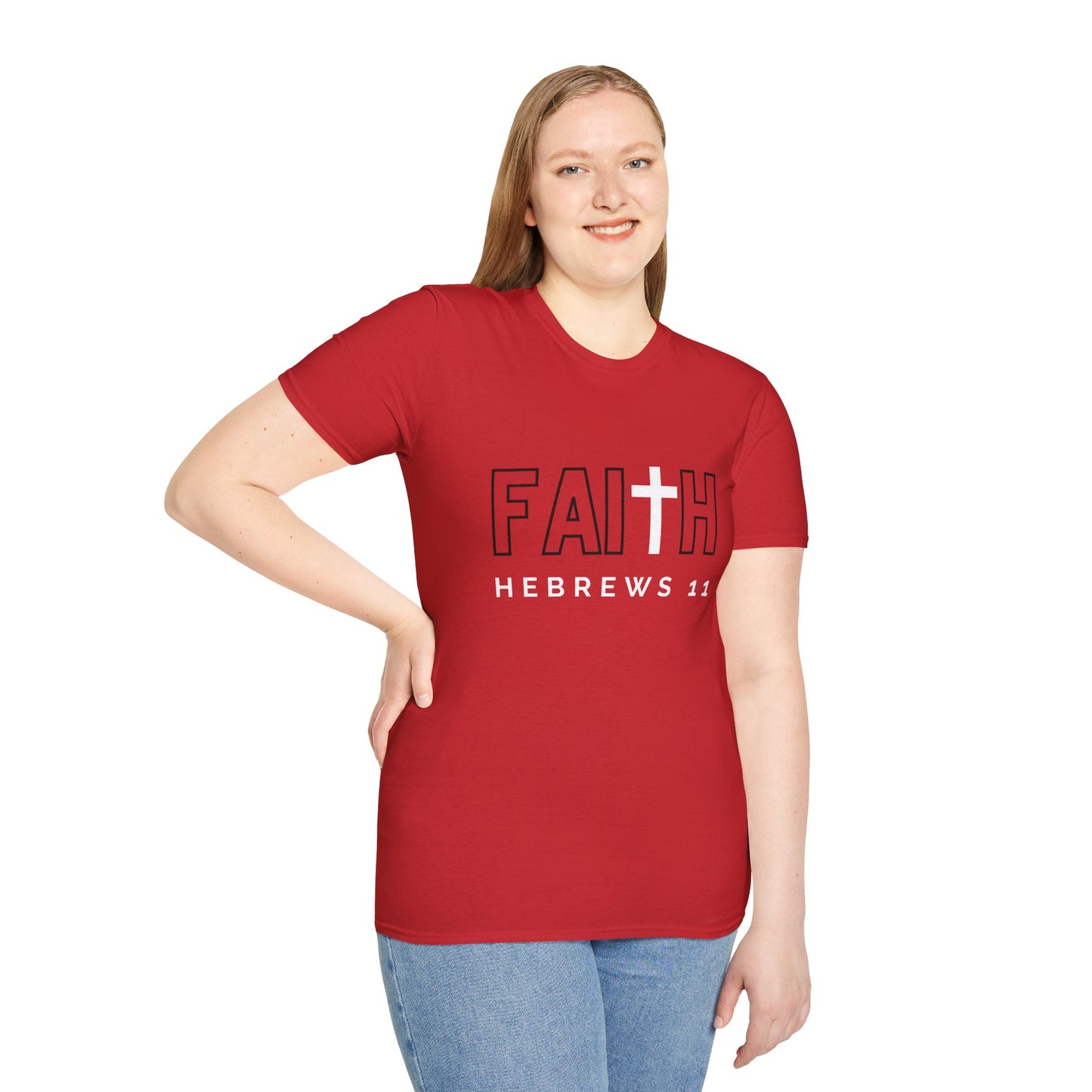 FAITH/HEBREWS 11- Unisex Softstyle T-Shirt (black & white)