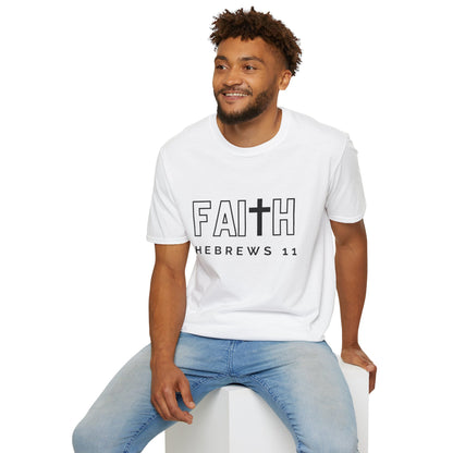 FAITH/HEBREWS 11- Unisex Softstyle T-Shirt (black & white)