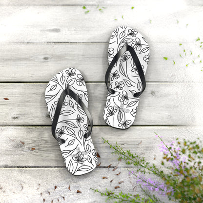 Trusted Provision- Flip Flops (black flowers)