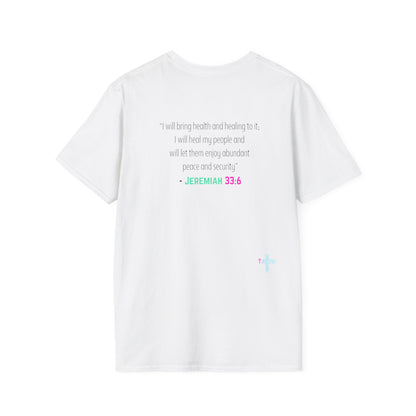 I am living proof...Jesus Heals- Women's Softstyle T-Shirt (electric)