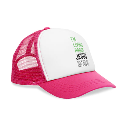 I am living proof...Jesus Heals- Mesh Cap