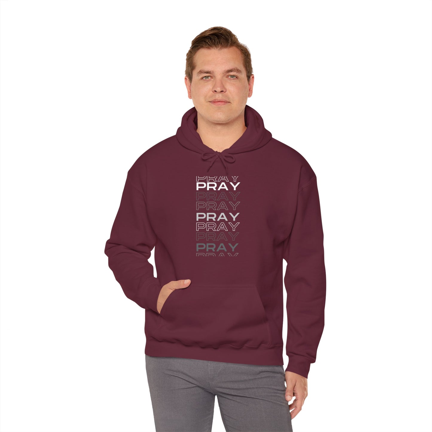 Pray- Unisex Hoodie (white & gray letters)