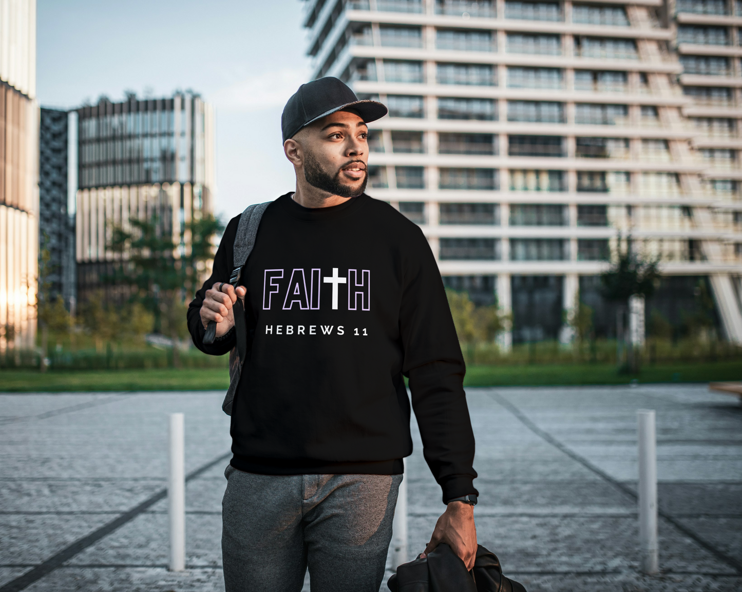 FAITH/Hebrews 11- Youth Crewneck Sweatshirt (lilac letters)